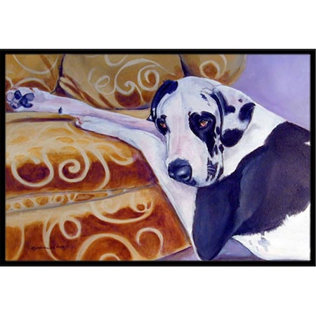 Carolines Treasures 18 x 27 in. Harlequin Natural Great Dane Indoor Outdoor Mat 7162MAT